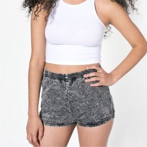 American Apparel Acid Wash Pull On Shorts - Black/Grey